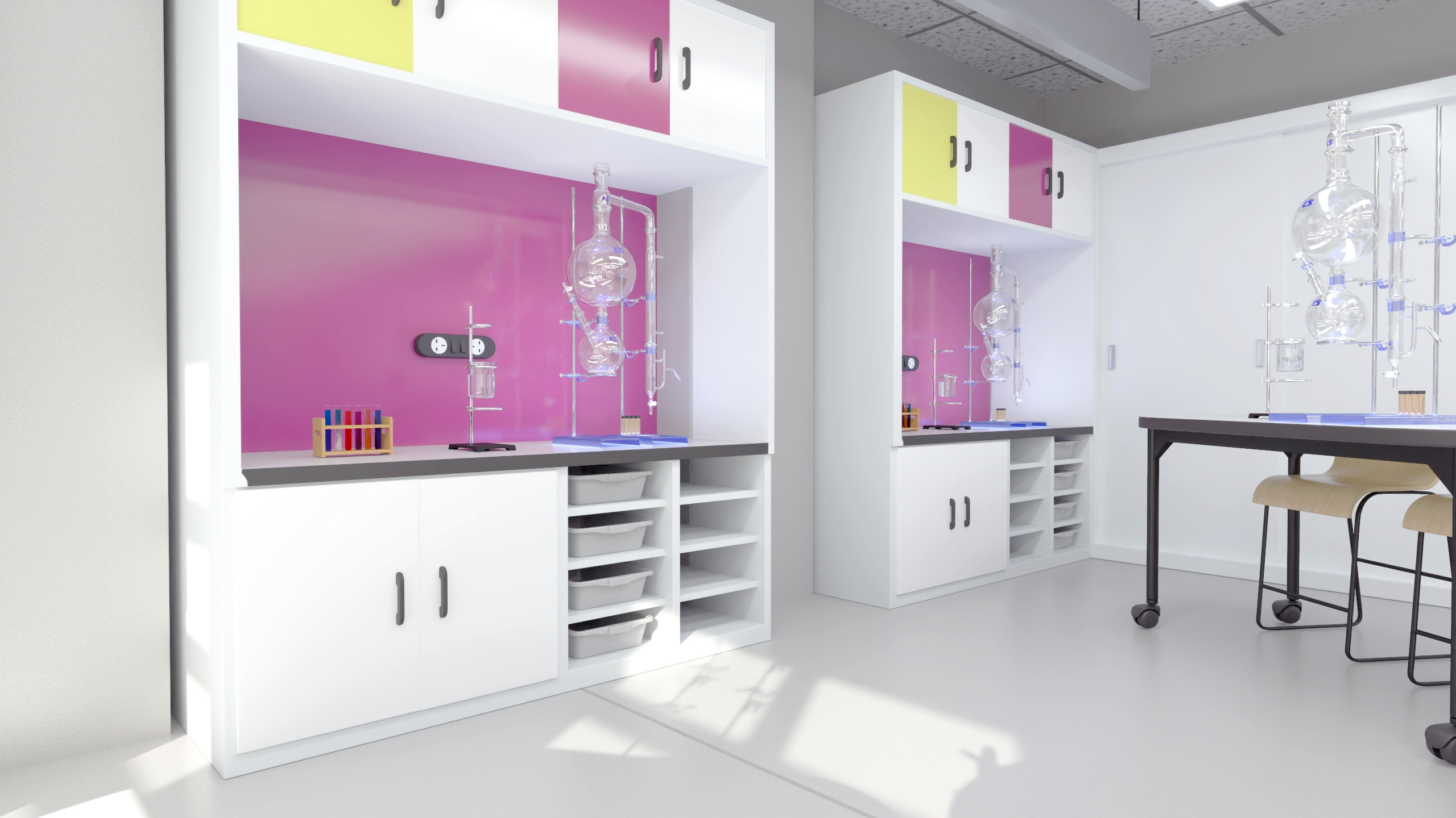 3D School Chemistry Room with Equipment