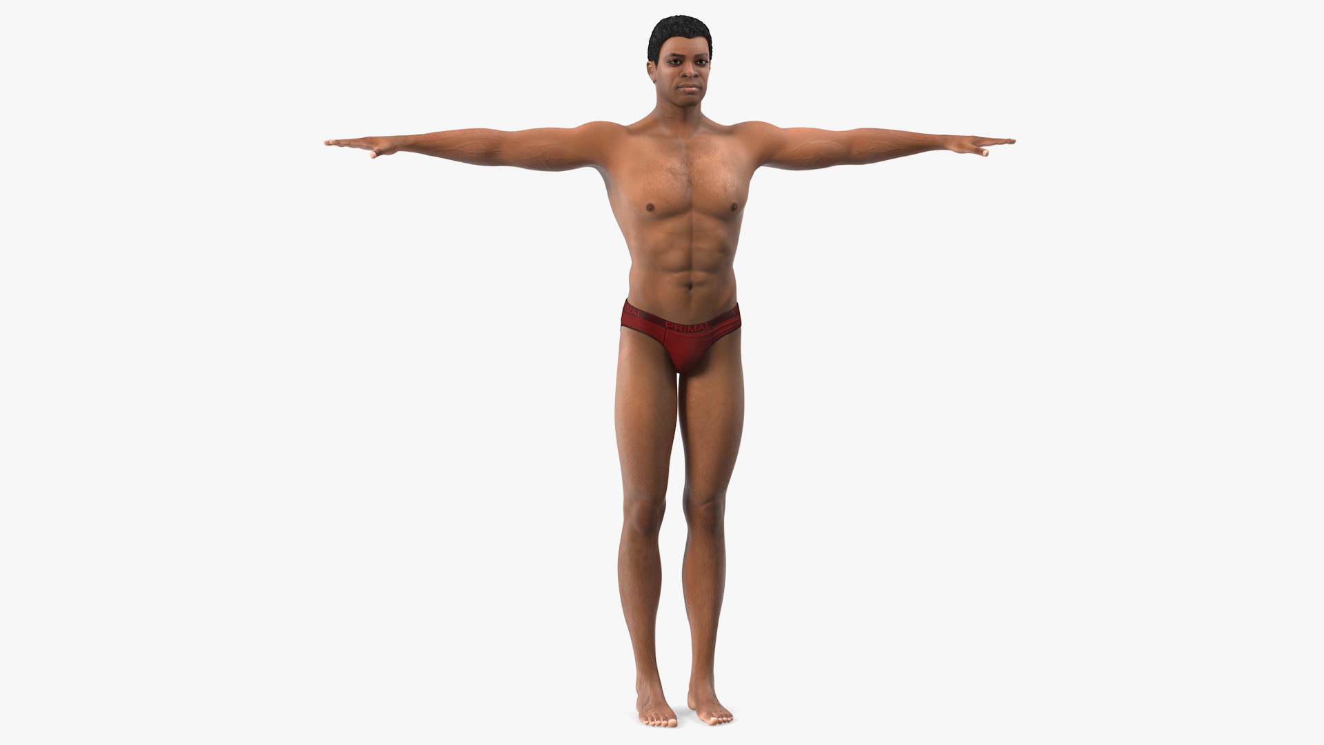 Light Skin Black Man T Pose 3D