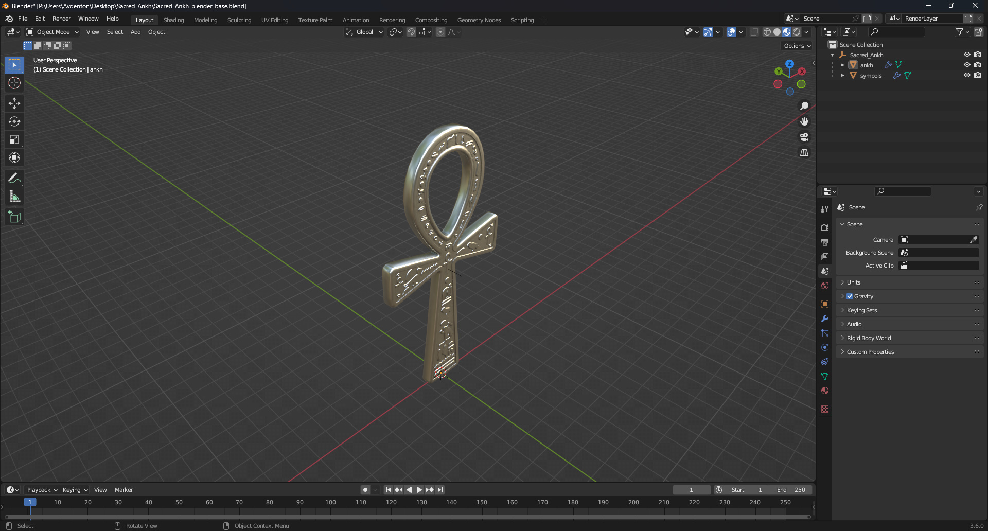 3D Sacred Ankh