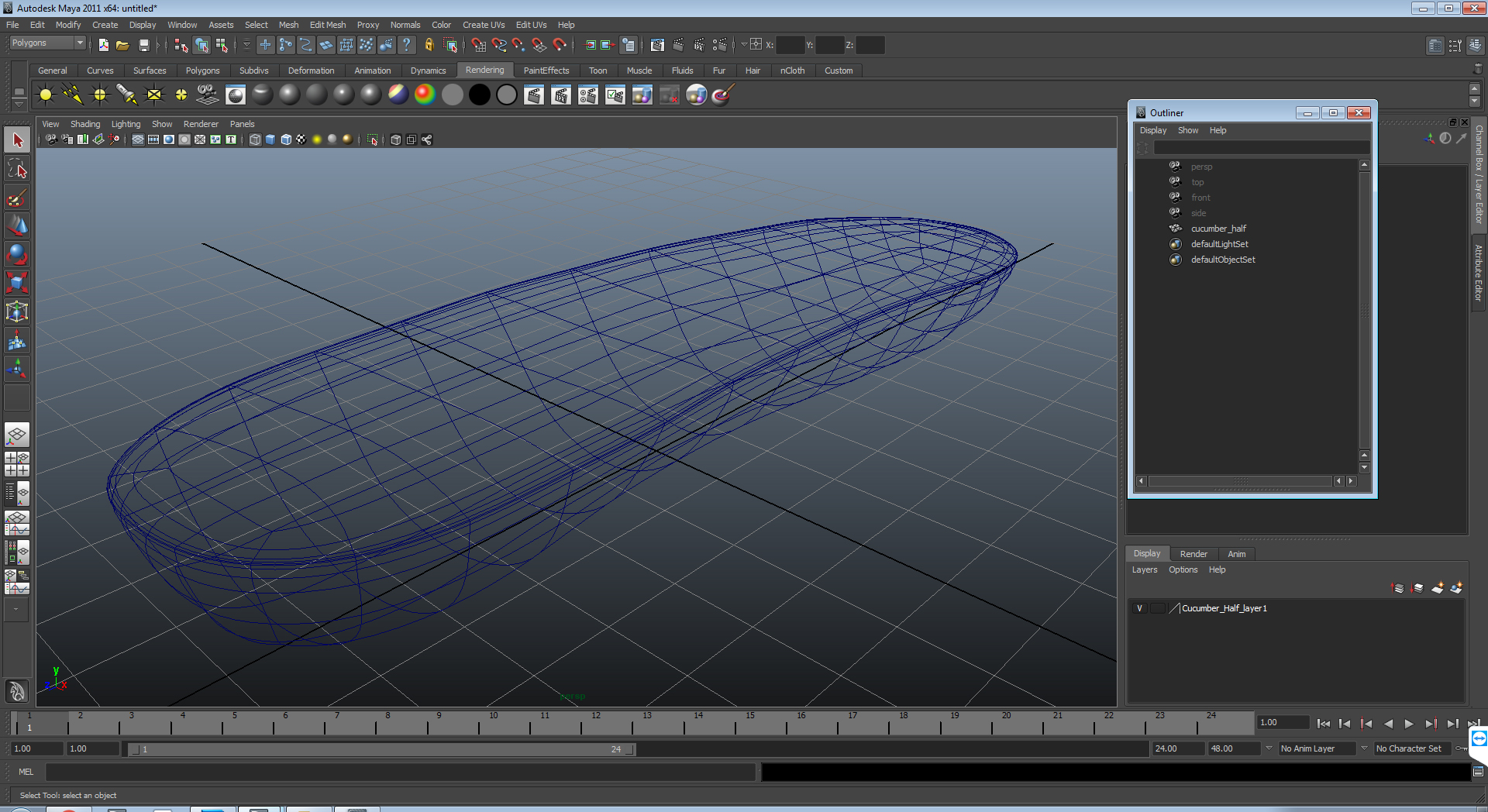 3D Cucumber Half model