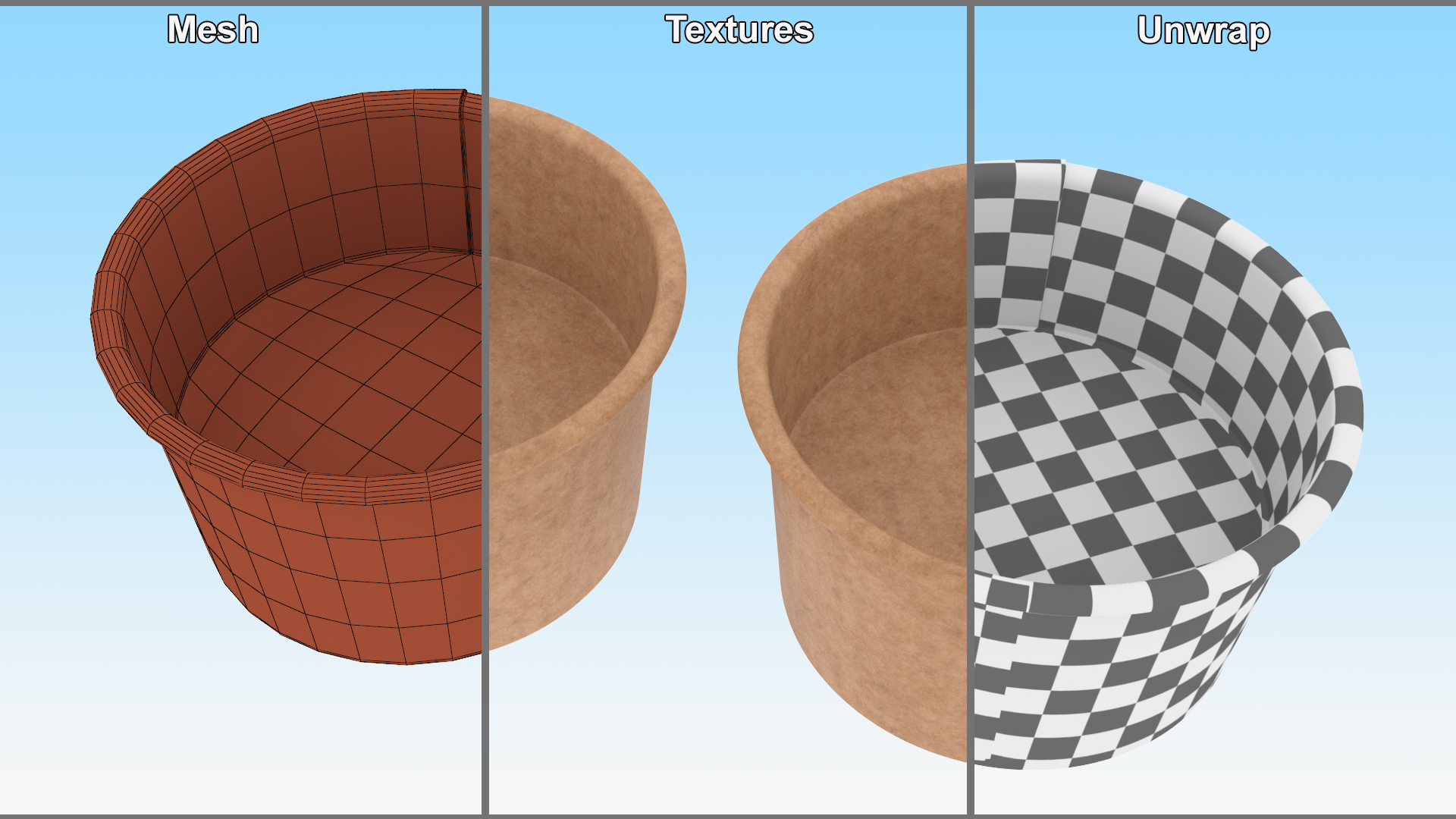 3D Cardboard Ice Cream Cup model