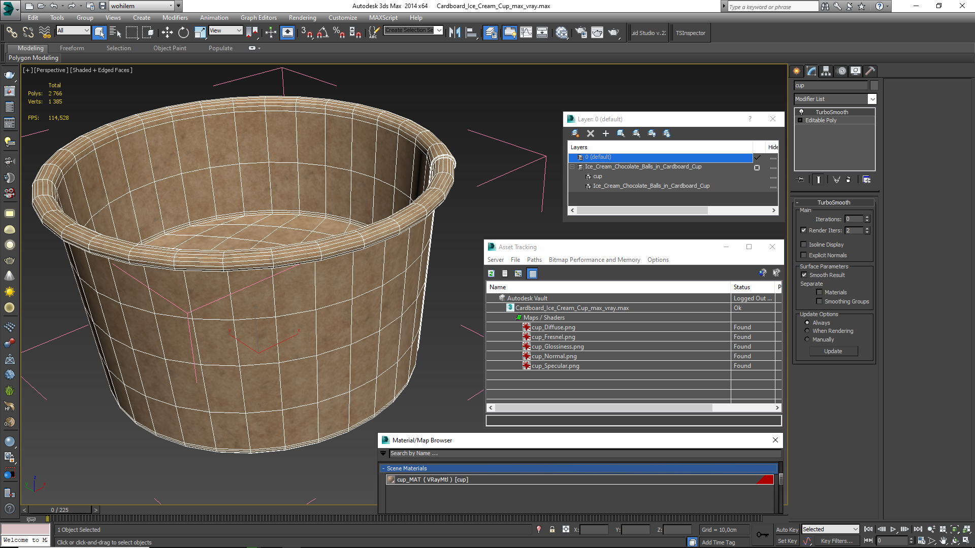 3D Cardboard Ice Cream Cup model