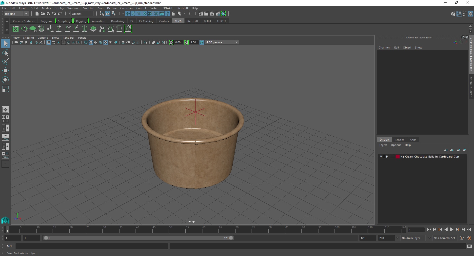 3D Cardboard Ice Cream Cup model