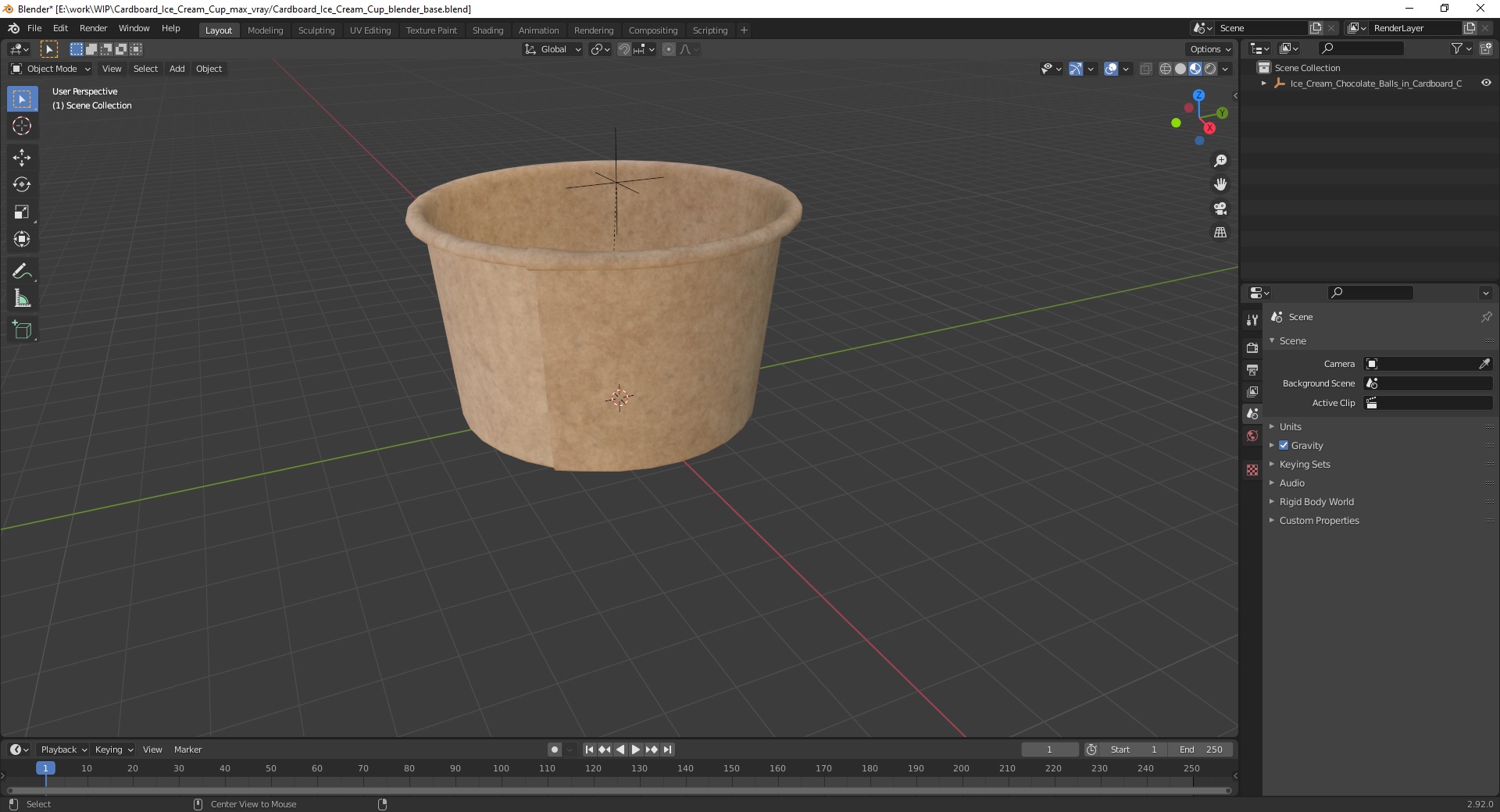 3D Cardboard Ice Cream Cup model