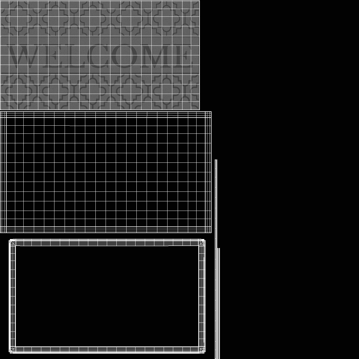 3D model Grey Rectangular Door Mats Fur