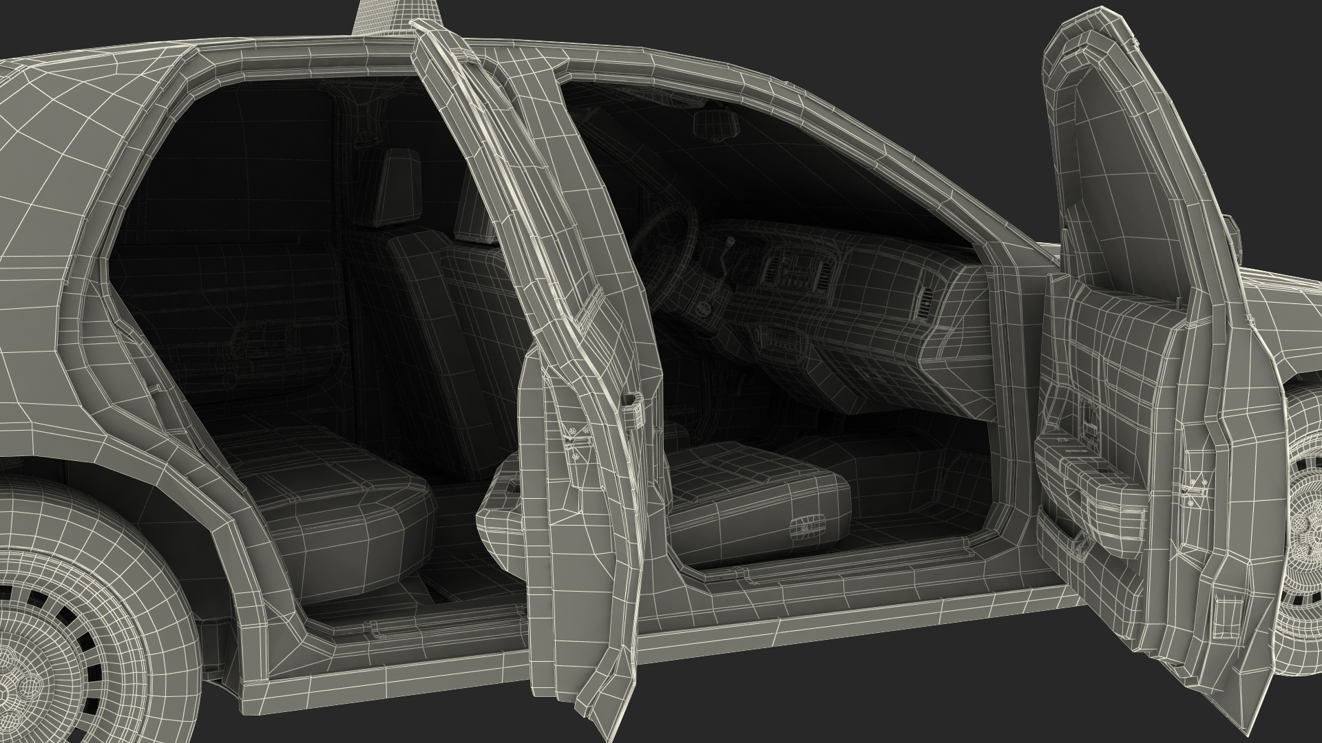 3D Ford Crown Victoria Yellow Taxi Rigged model