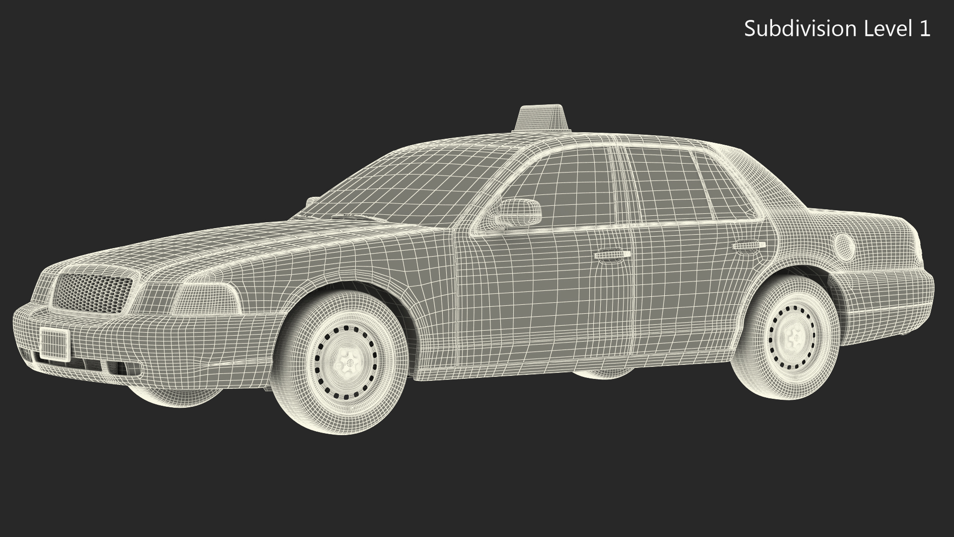 3D Ford Crown Victoria Yellow Taxi Rigged model