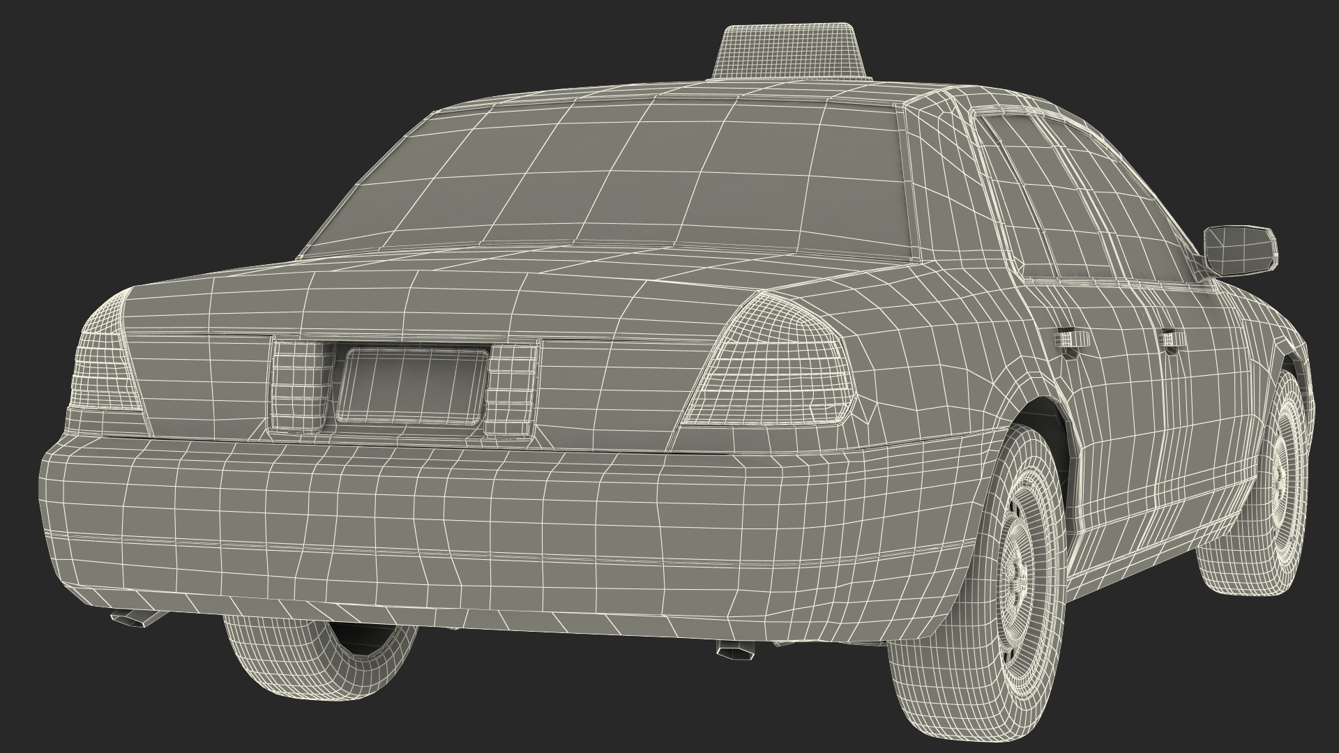 3D Ford Crown Victoria Yellow Taxi Rigged model