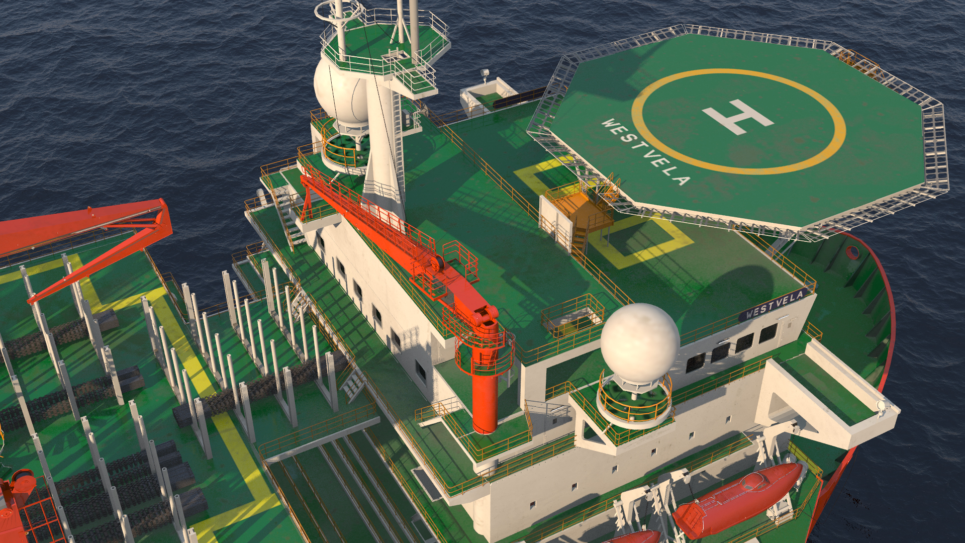 3D WEST VELA Drilling Ship model