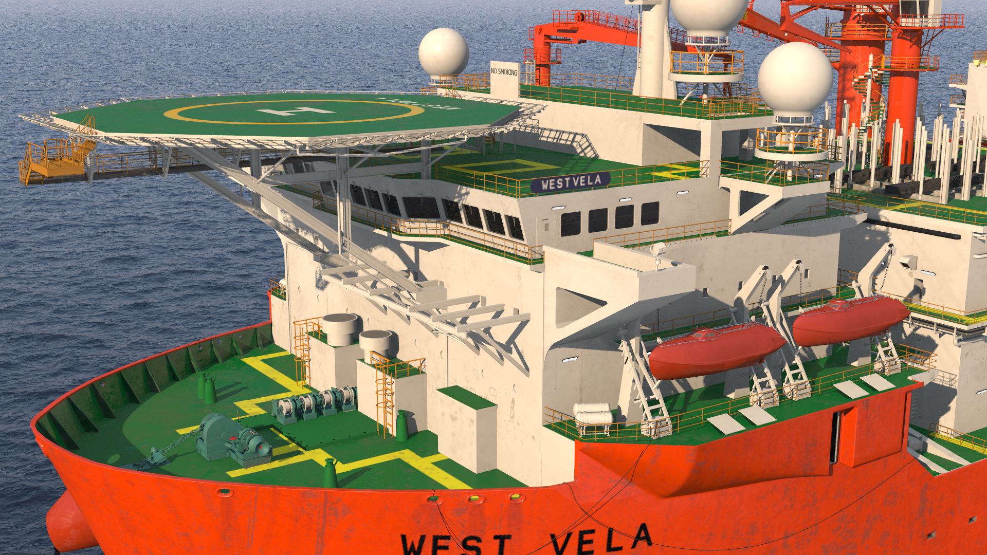 3D WEST VELA Drilling Ship model