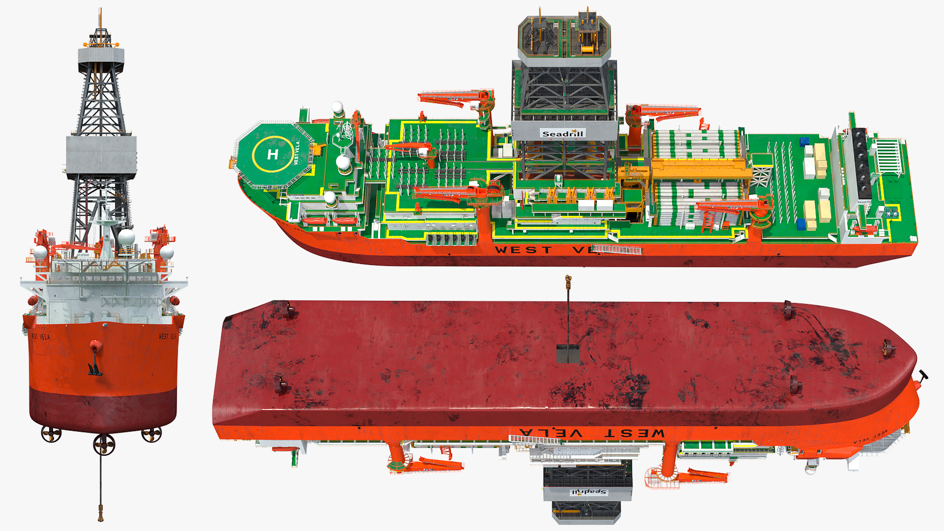 3D WEST VELA Drilling Ship model