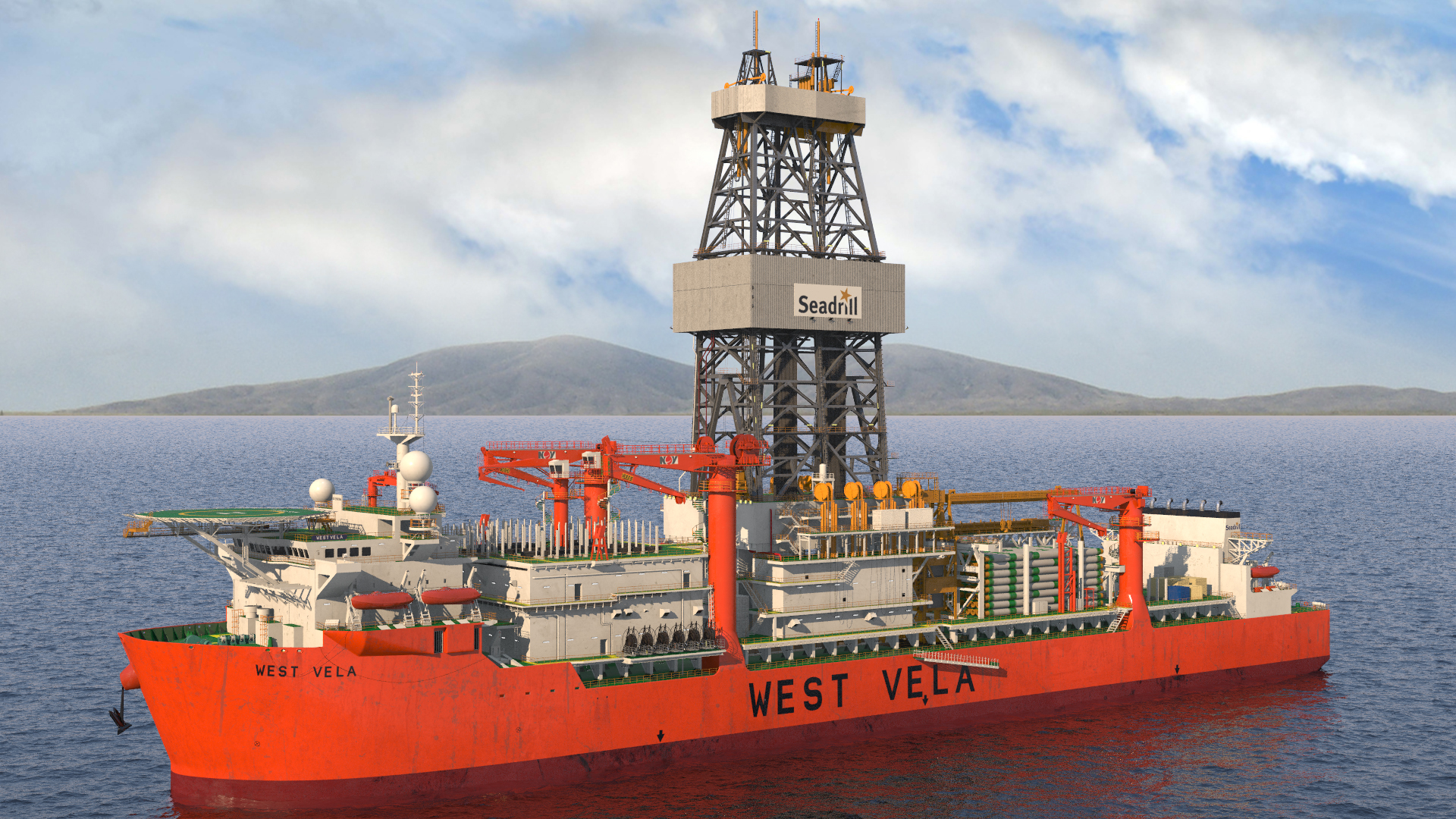 3D WEST VELA Drilling Ship model