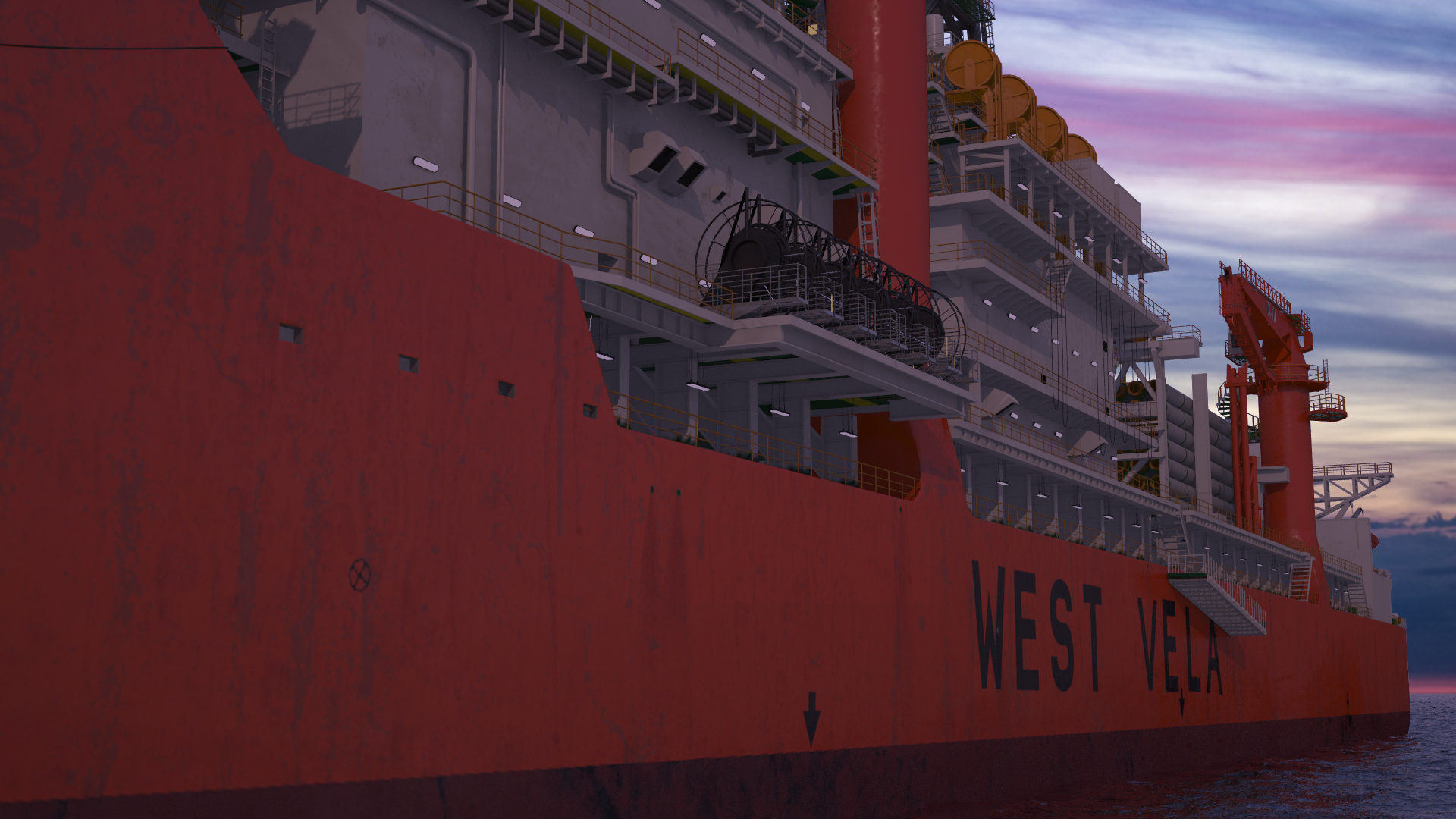 3D WEST VELA Drilling Ship model