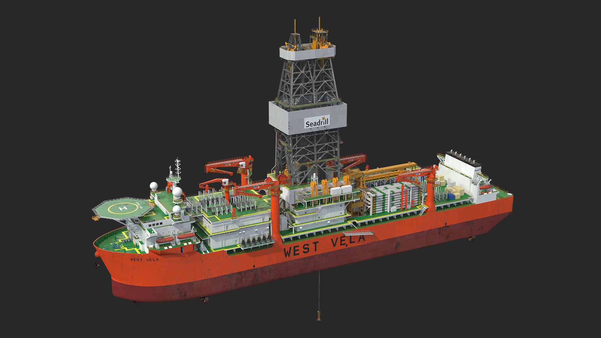 3D WEST VELA Drilling Ship model