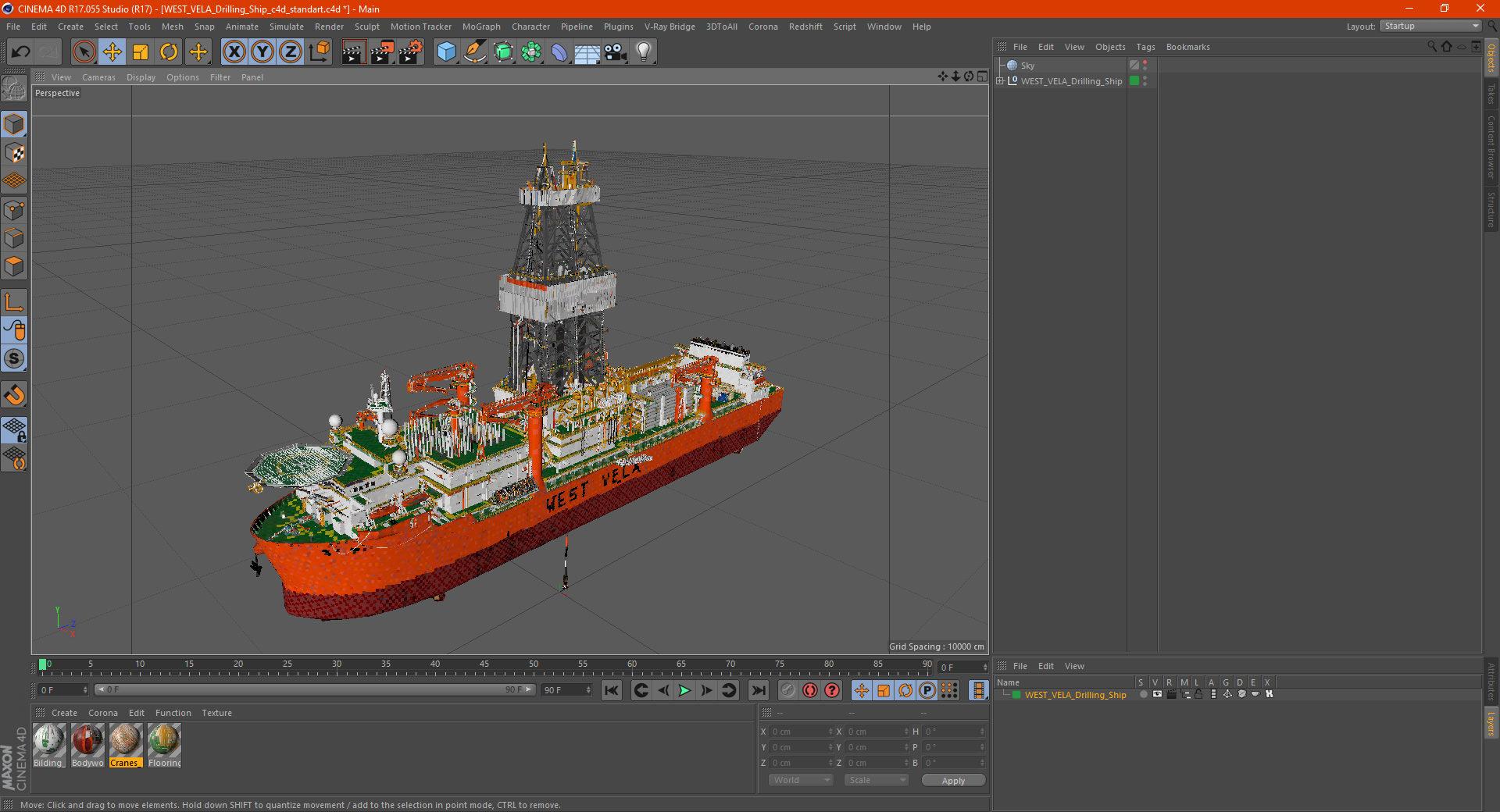 3D WEST VELA Drilling Ship model