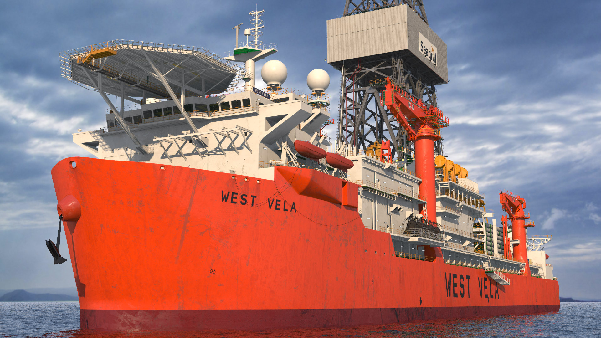 3D WEST VELA Drilling Ship model
