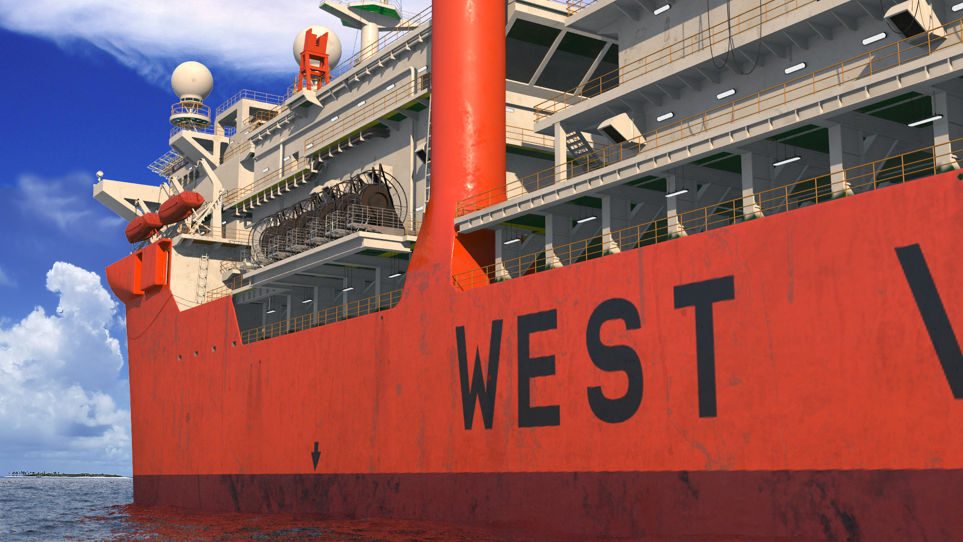 3D WEST VELA Drilling Ship model