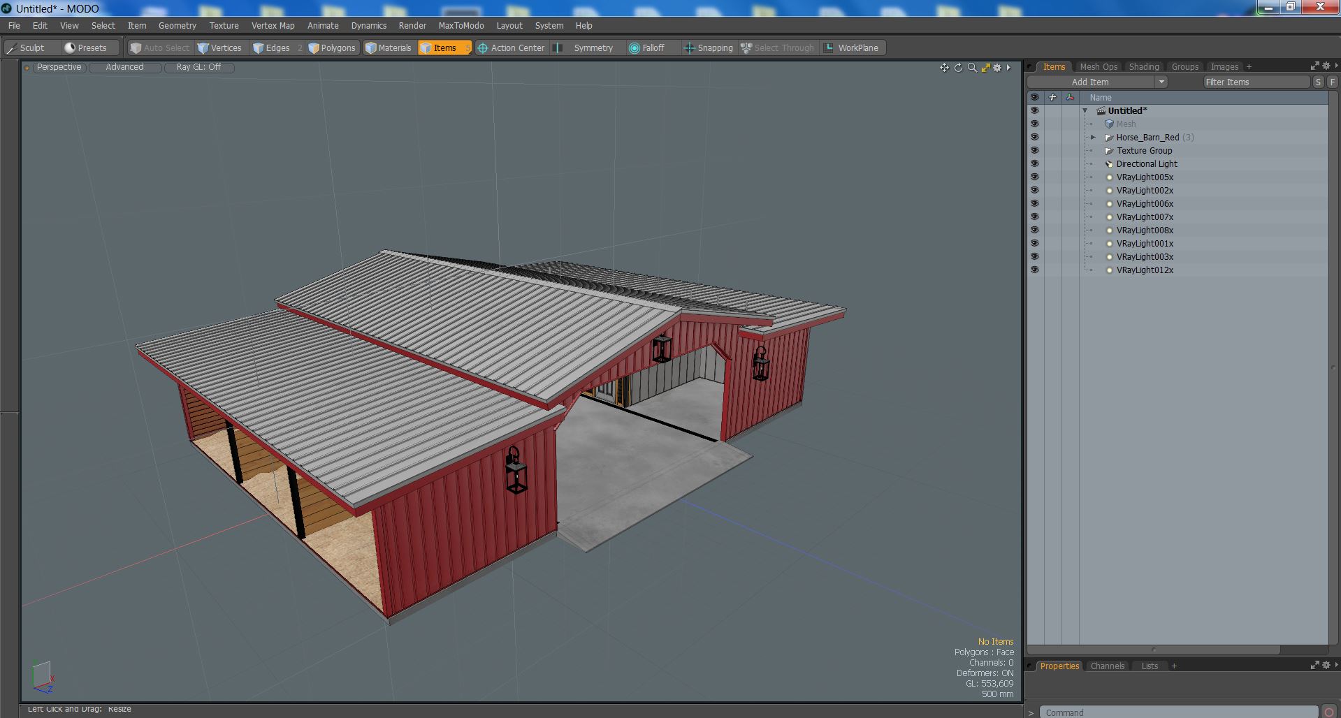 Horse Barn Red 3D model