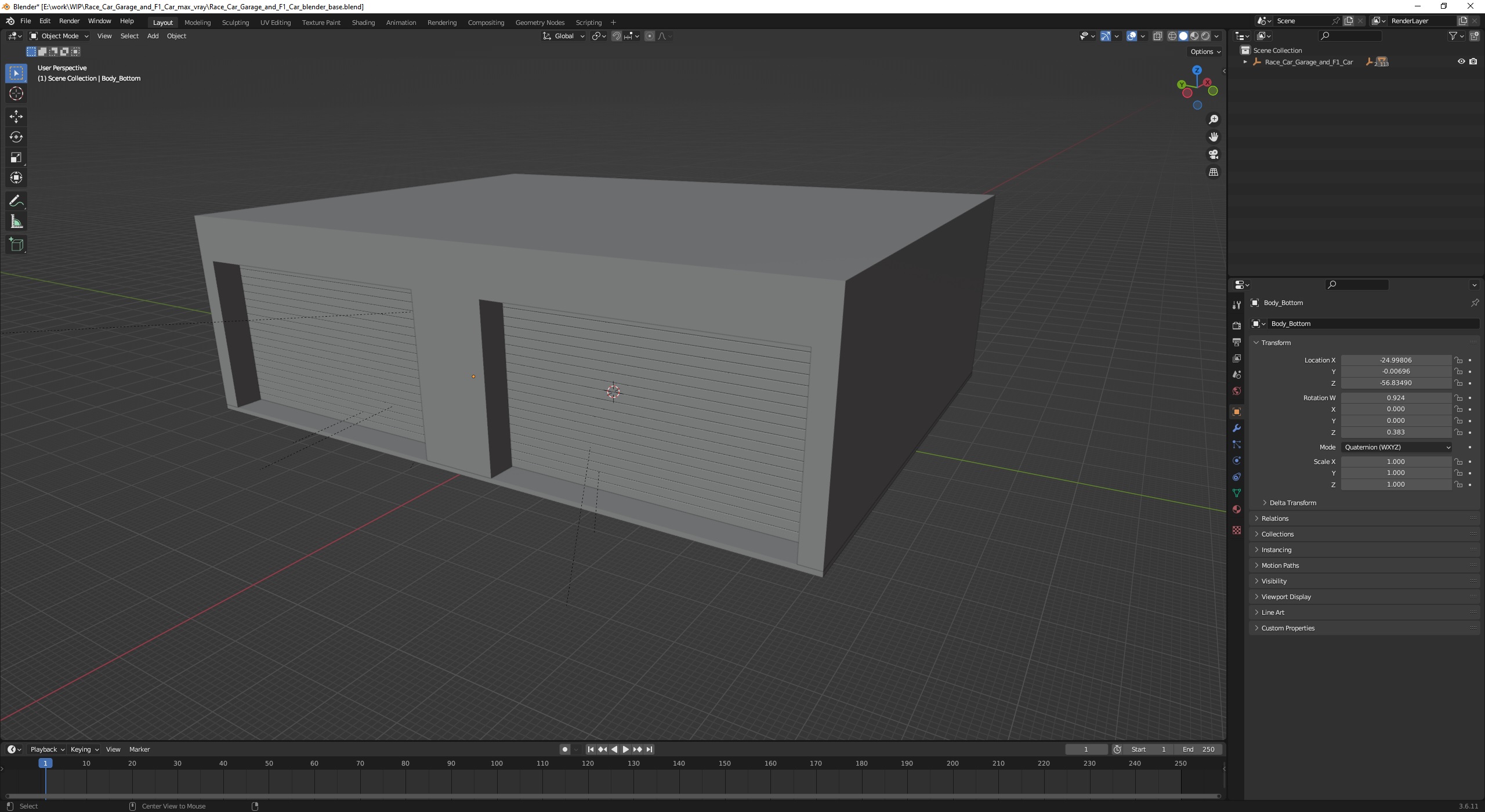 3D Race Car Garage and F1 Car