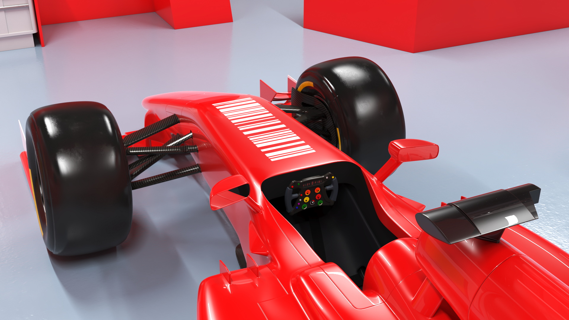 3D Race Car Garage and F1 Car