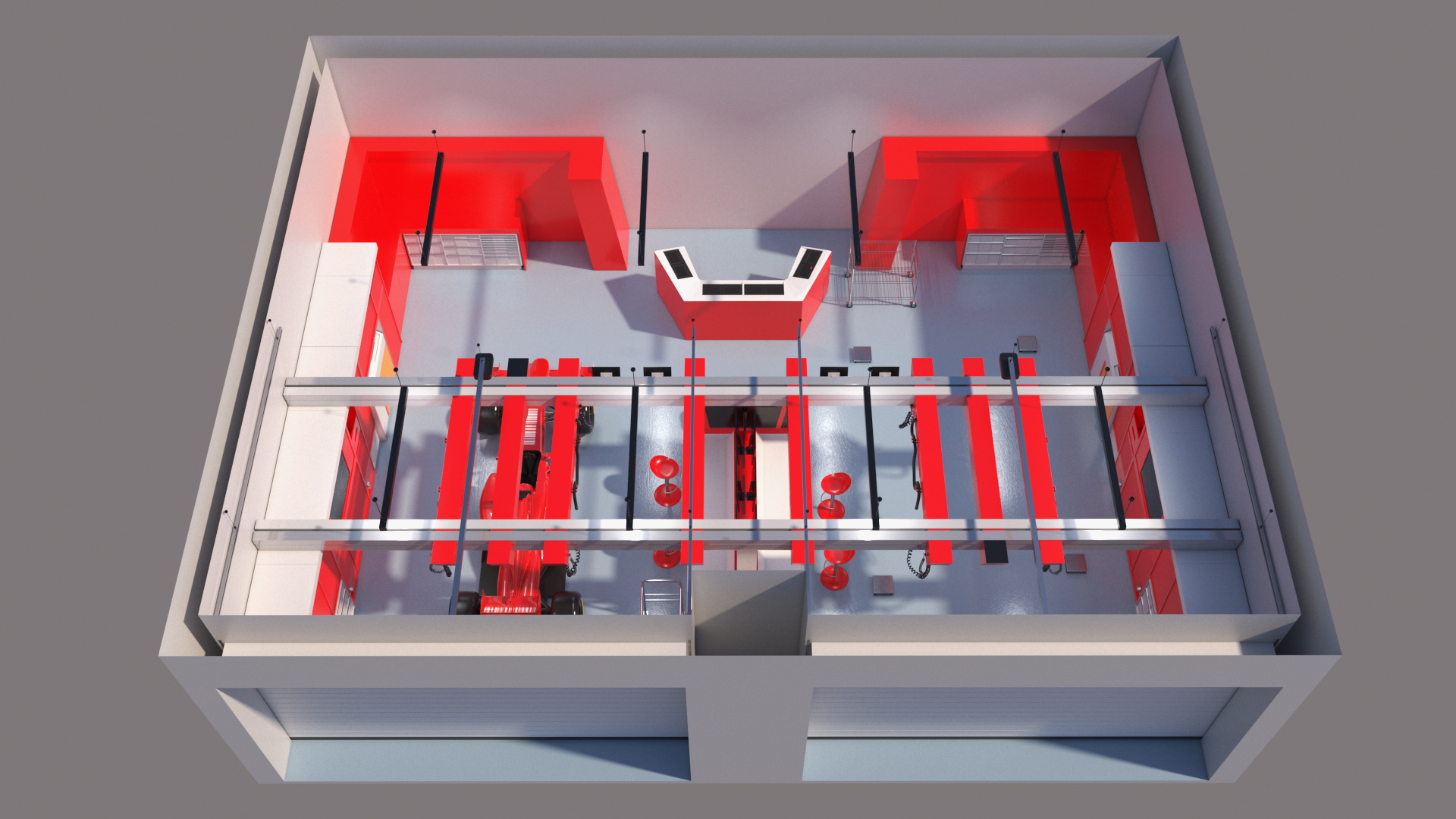 3D Race Car Garage and F1 Car