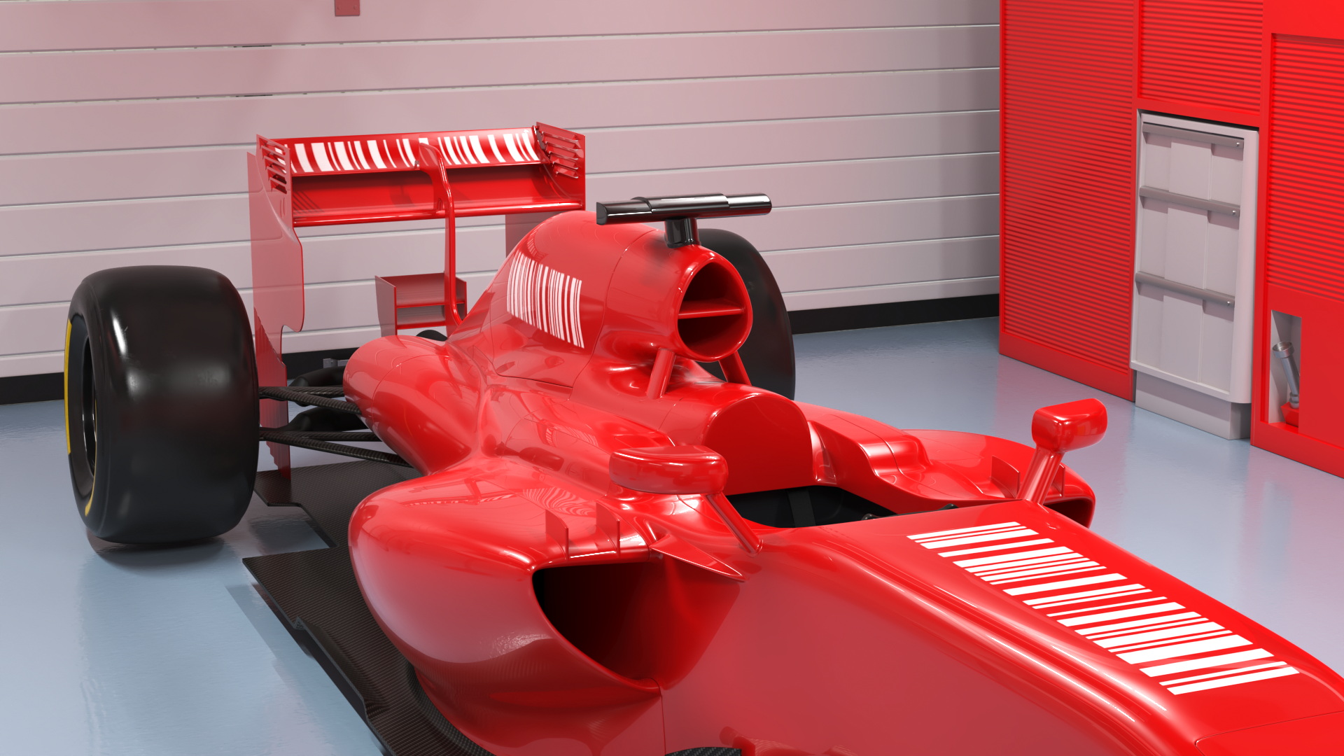3D Race Car Garage and F1 Car