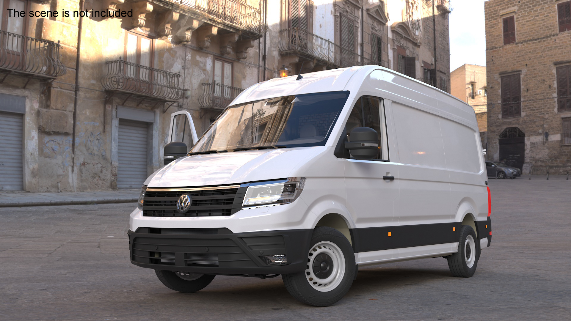 3D Volkswagen Crafter Van 2024 White Color Rigged