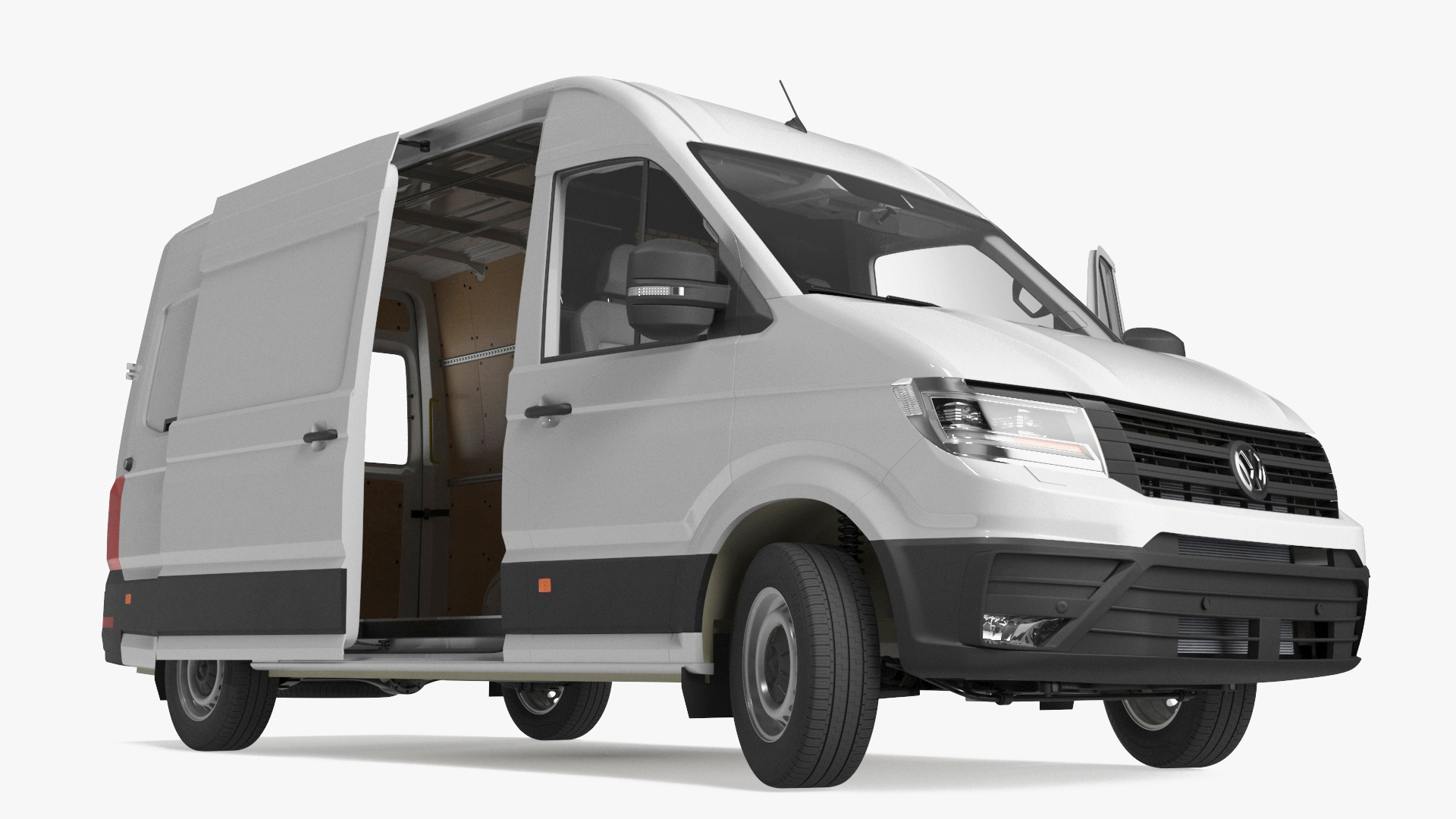 3D Volkswagen Crafter Van 2024 White Color Rigged