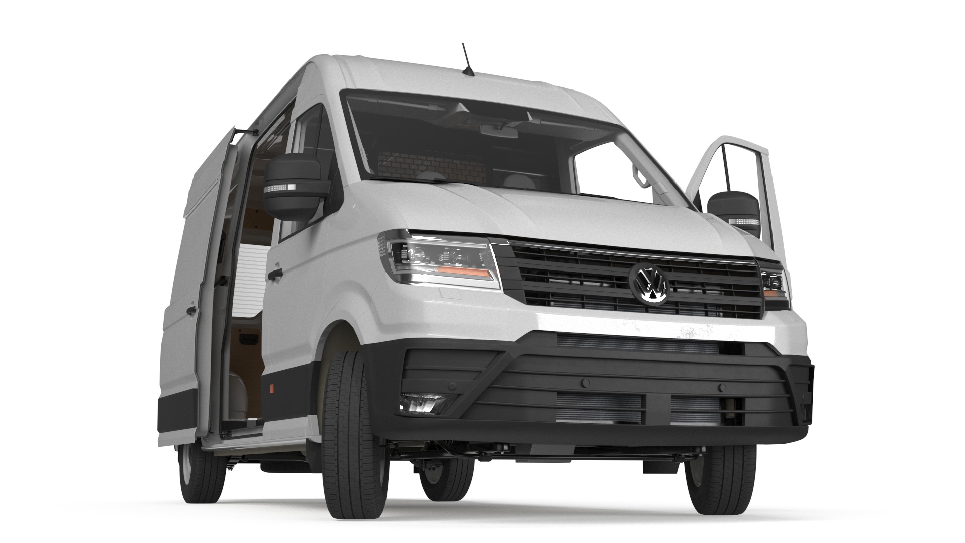 3D Volkswagen Crafter Van 2024 White Color Rigged