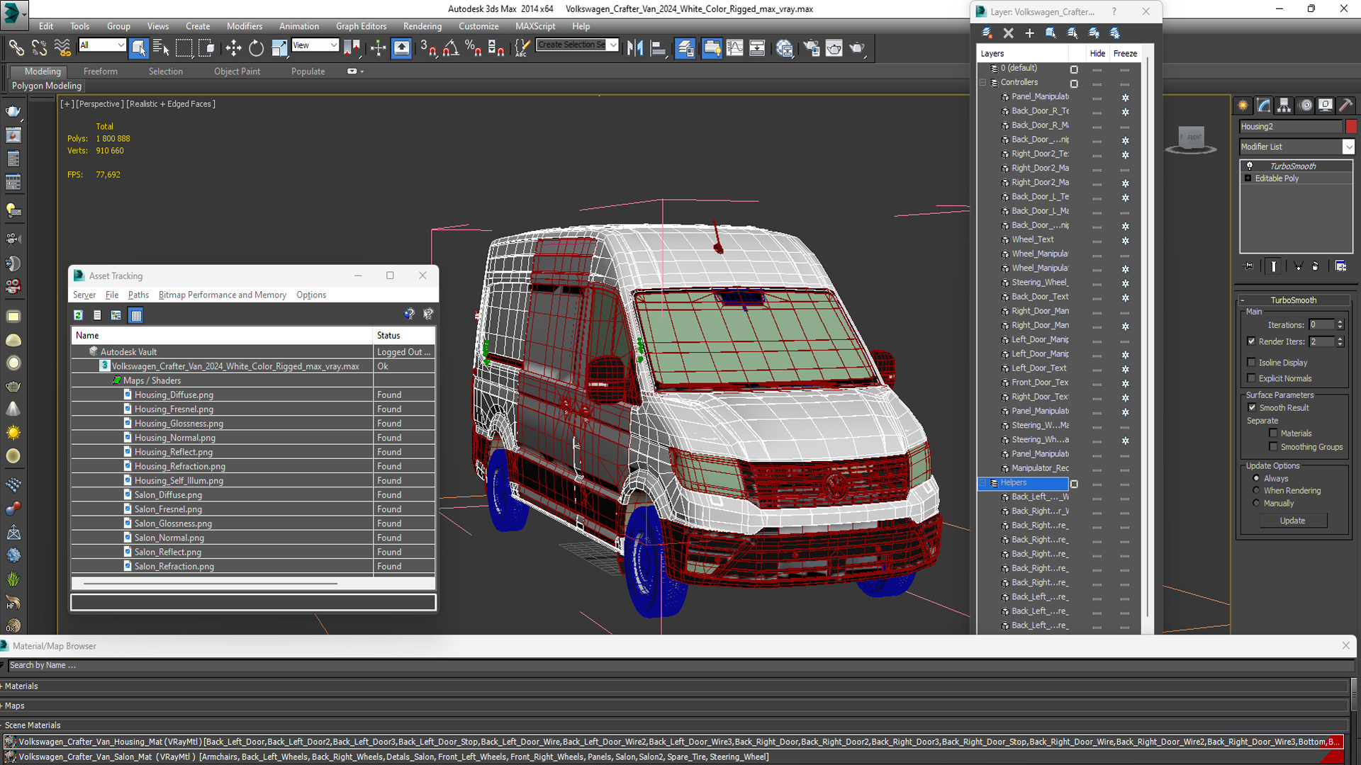 3D Volkswagen Crafter Van 2024 White Color Rigged