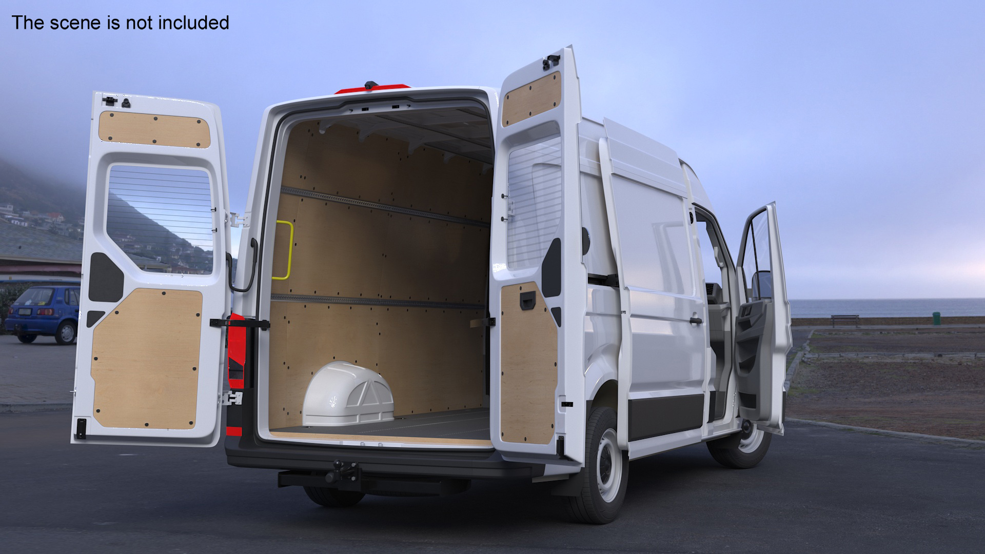 3D Volkswagen Crafter Van 2024 White Color Rigged