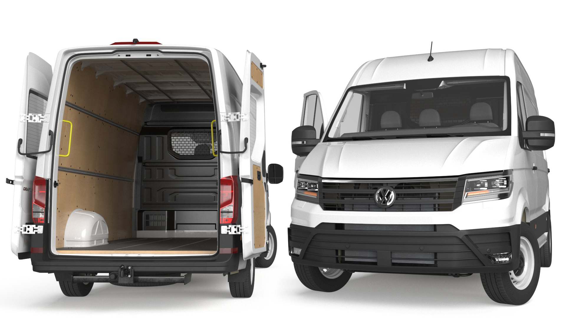 3D Volkswagen Crafter Van 2024 White Color Rigged