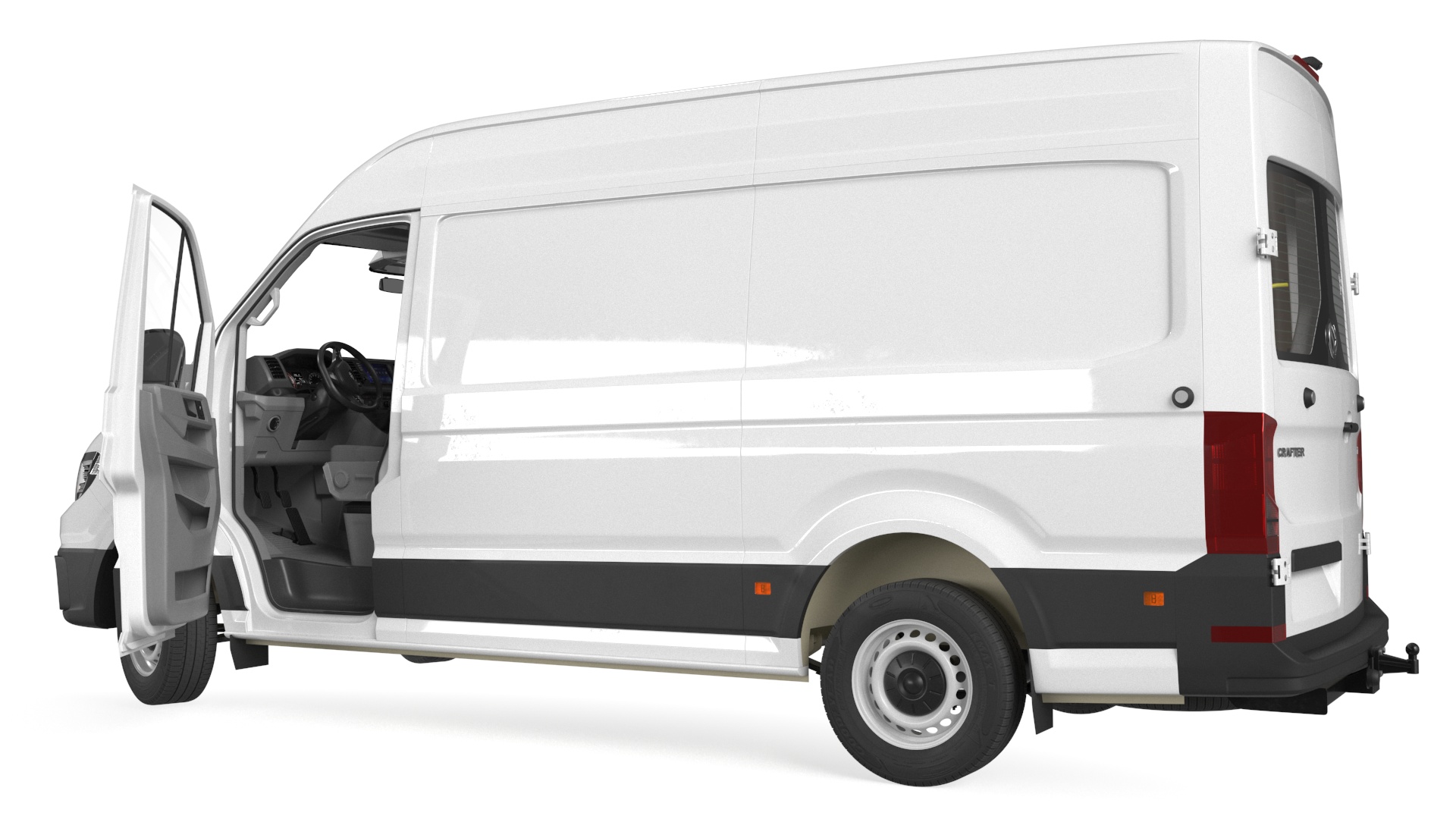 3D Volkswagen Crafter Van 2024 White Color Rigged