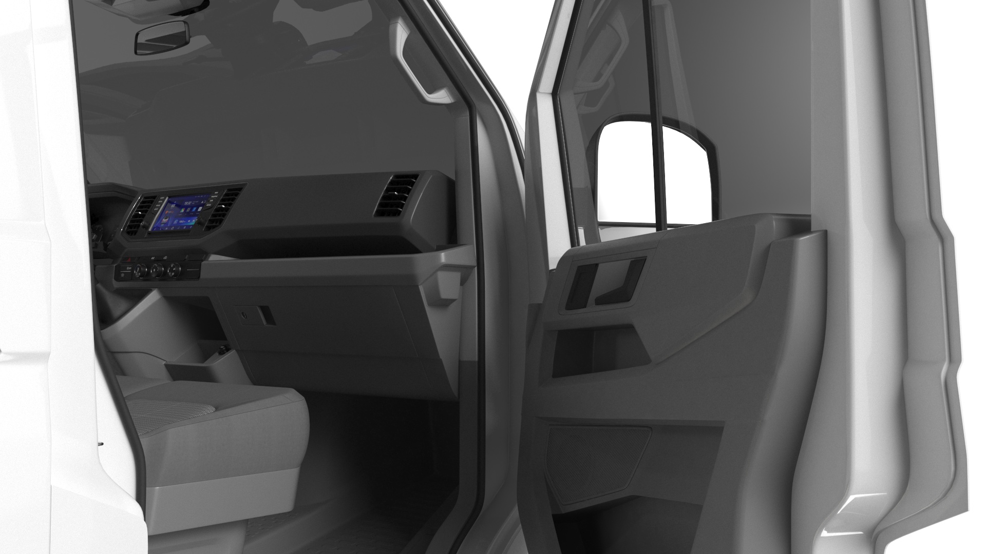 3D Volkswagen Crafter Van 2024 White Color Rigged