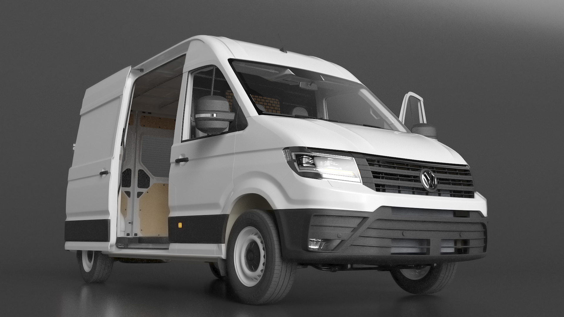 3D Volkswagen Crafter Van 2024 White Color Rigged