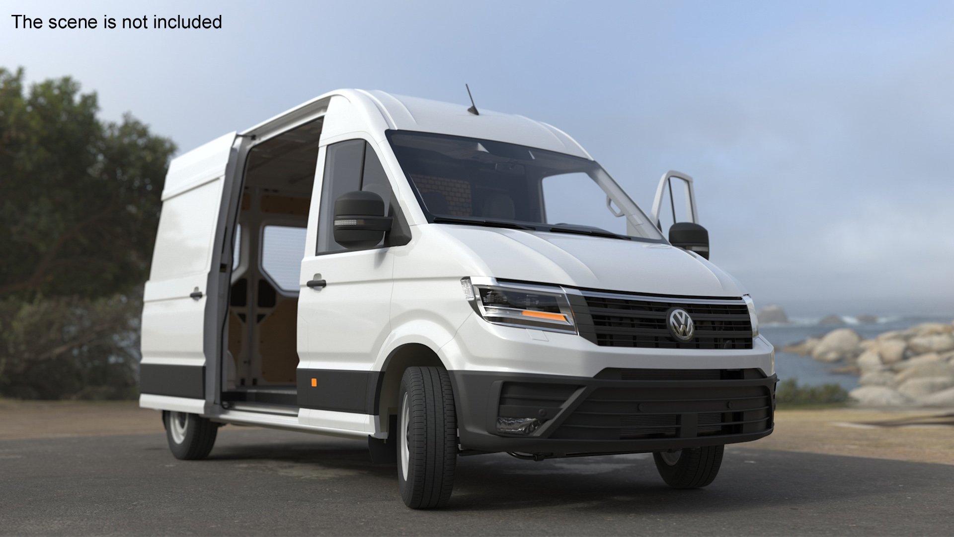3D Volkswagen Crafter Van 2024 White Color Rigged
