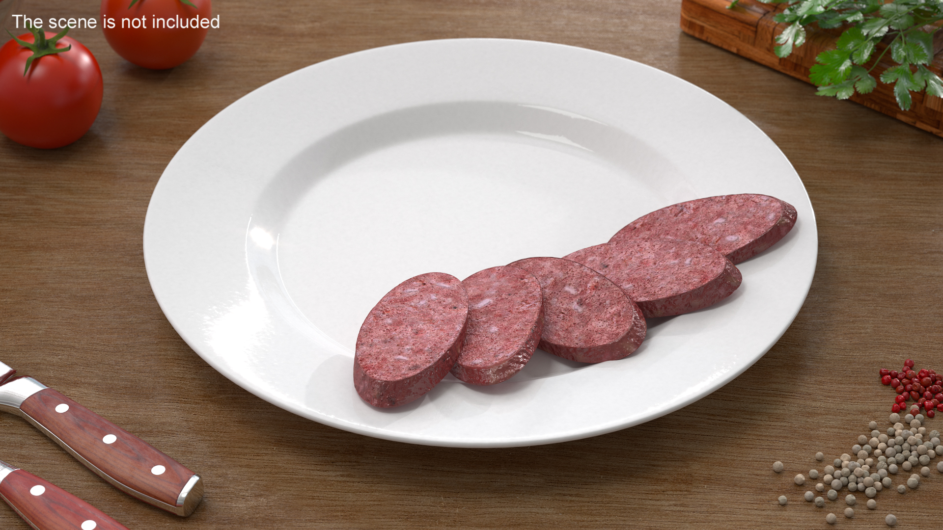 3D Smoked Sausage on Plate model