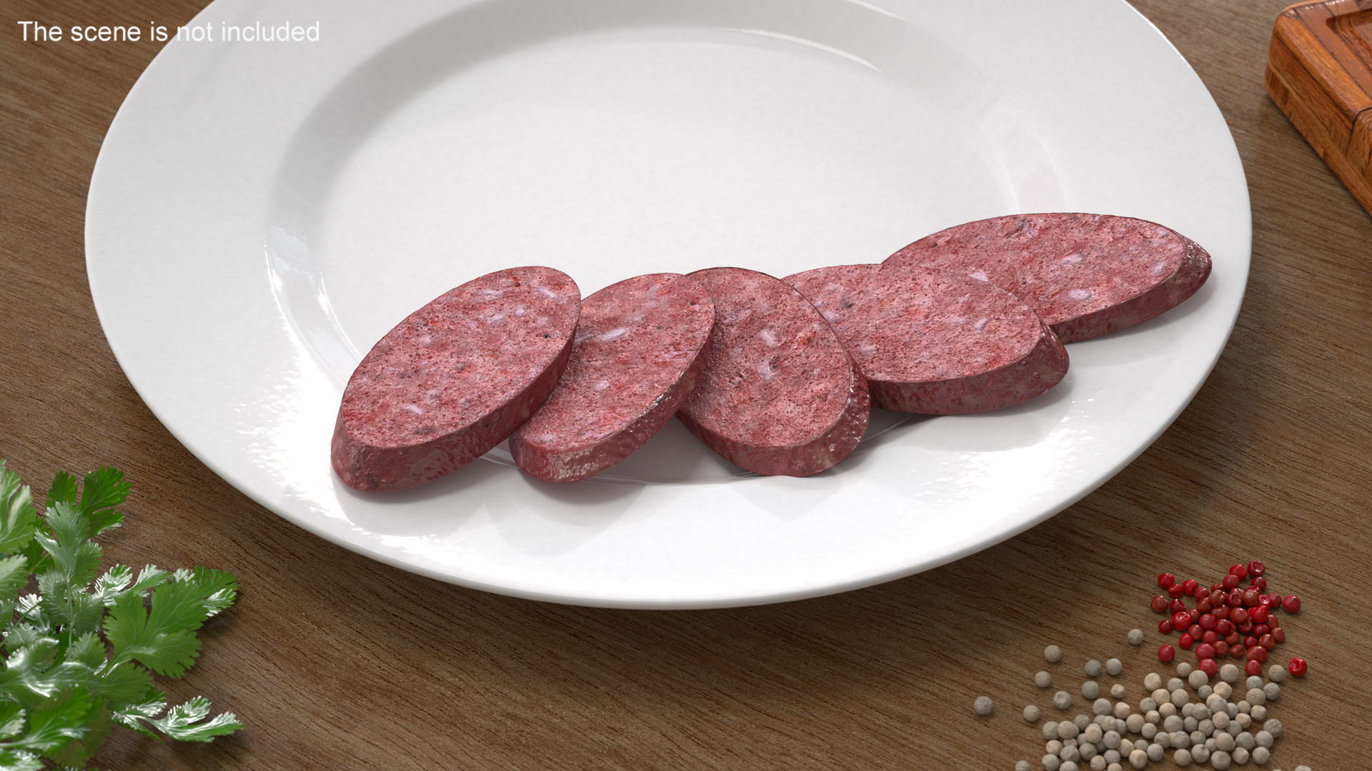 3D Smoked Sausage on Plate model