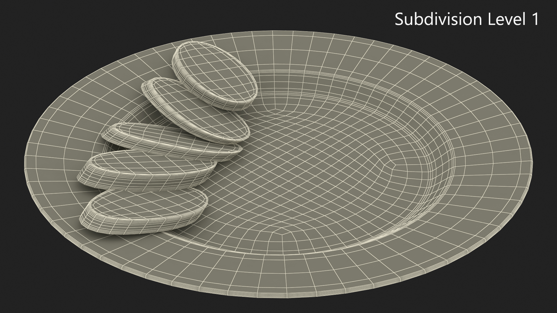 3D Smoked Sausage on Plate model