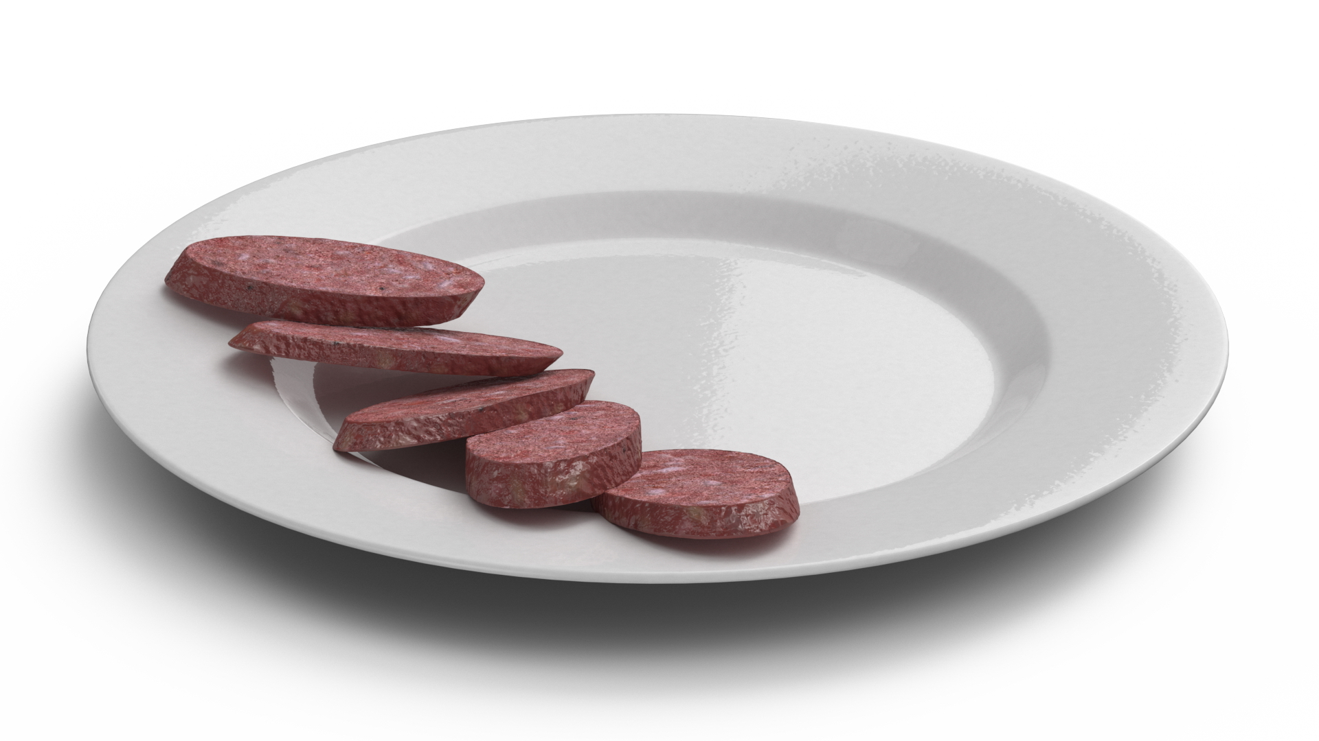 3D Smoked Sausage on Plate model
