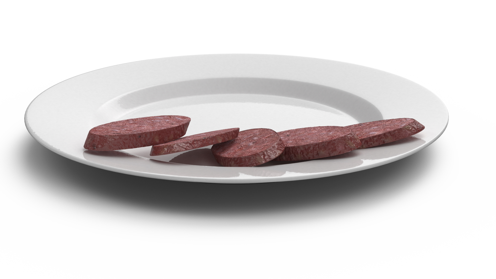 3D Smoked Sausage on Plate model
