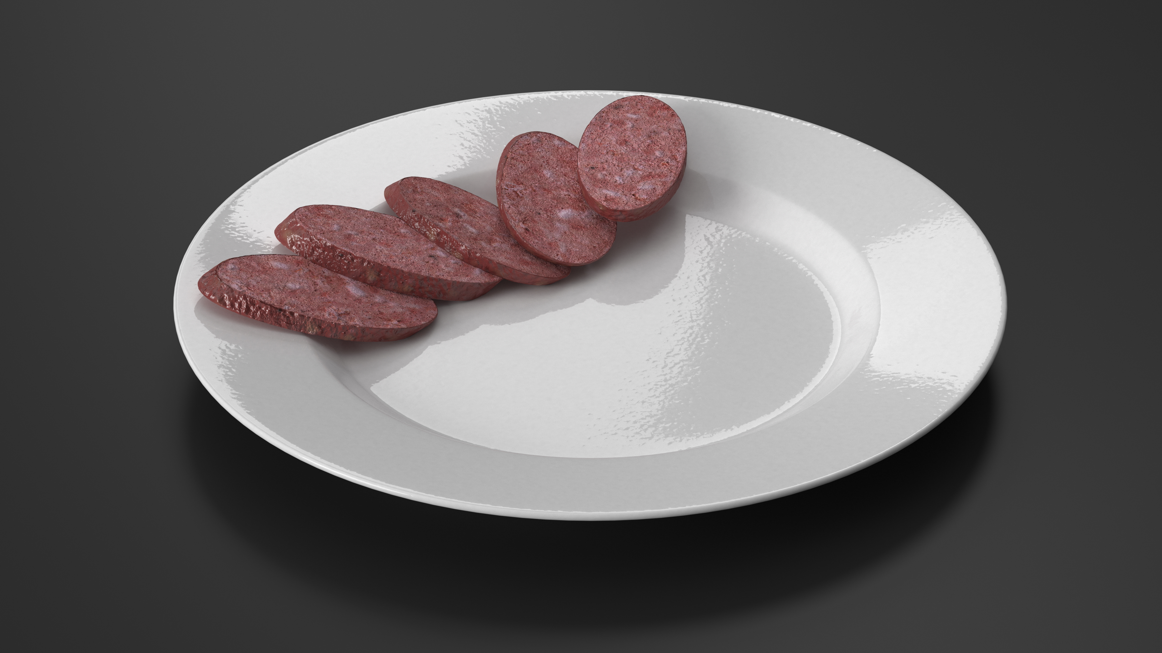 3D Smoked Sausage on Plate model