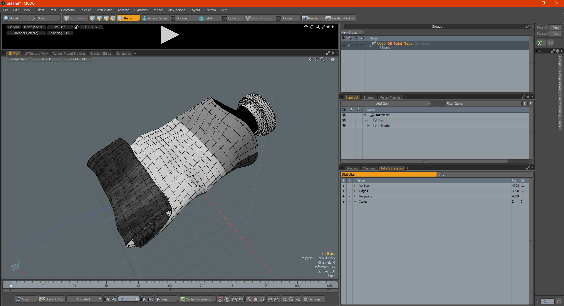 Used Oil Paint Tube 3D model