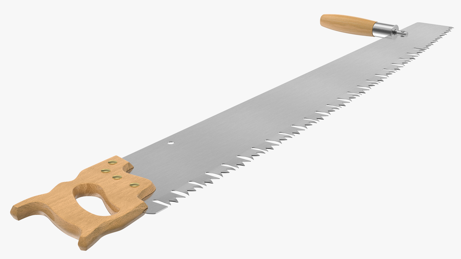Vintage One Man Crosscut Saw with Helper Handle 3D