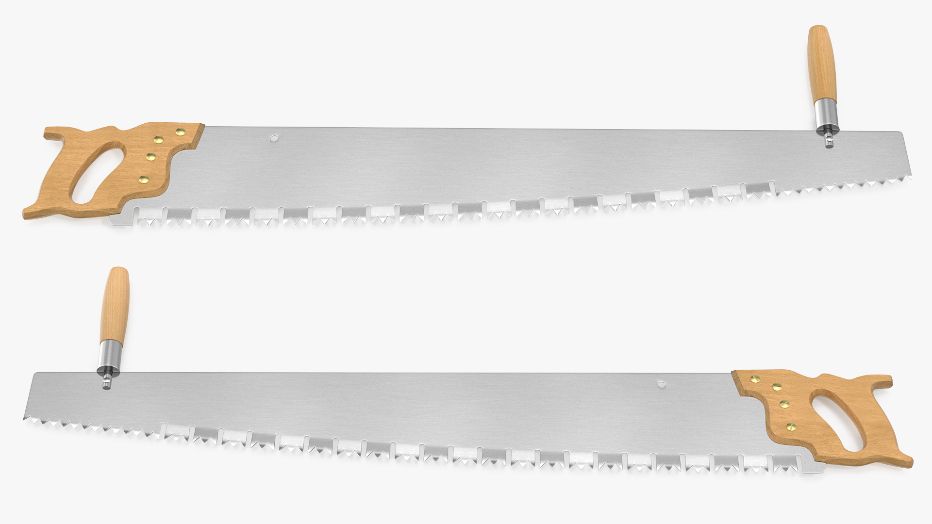 Vintage One Man Crosscut Saw with Helper Handle 3D