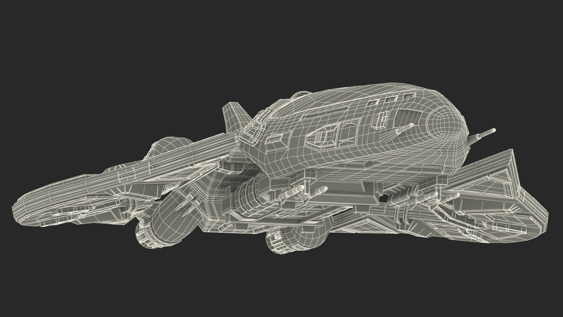 Sci-Fi Space Fighter Craft Black 3D
