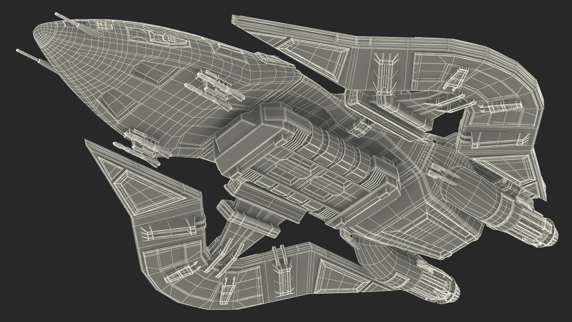 Sci-Fi Space Fighter Craft Black 3D