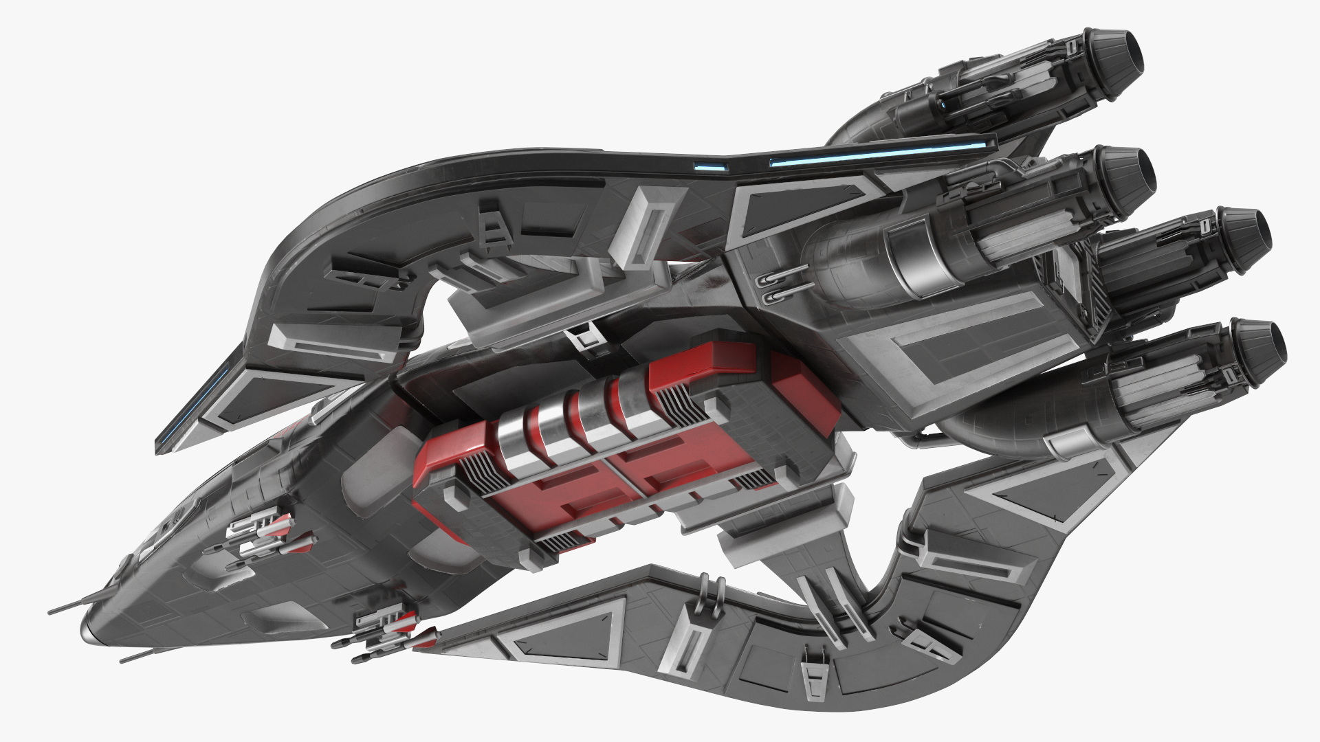 Sci-Fi Space Fighter Craft Black 3D