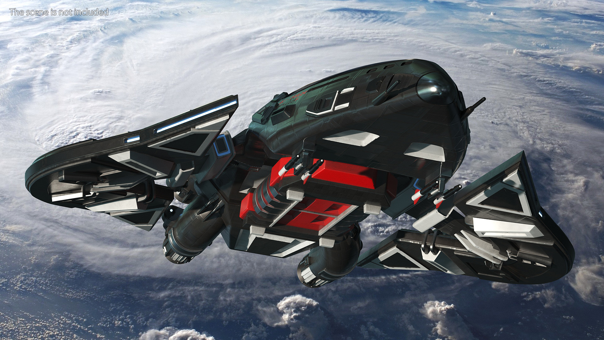 Sci-Fi Space Fighter Craft Black 3D