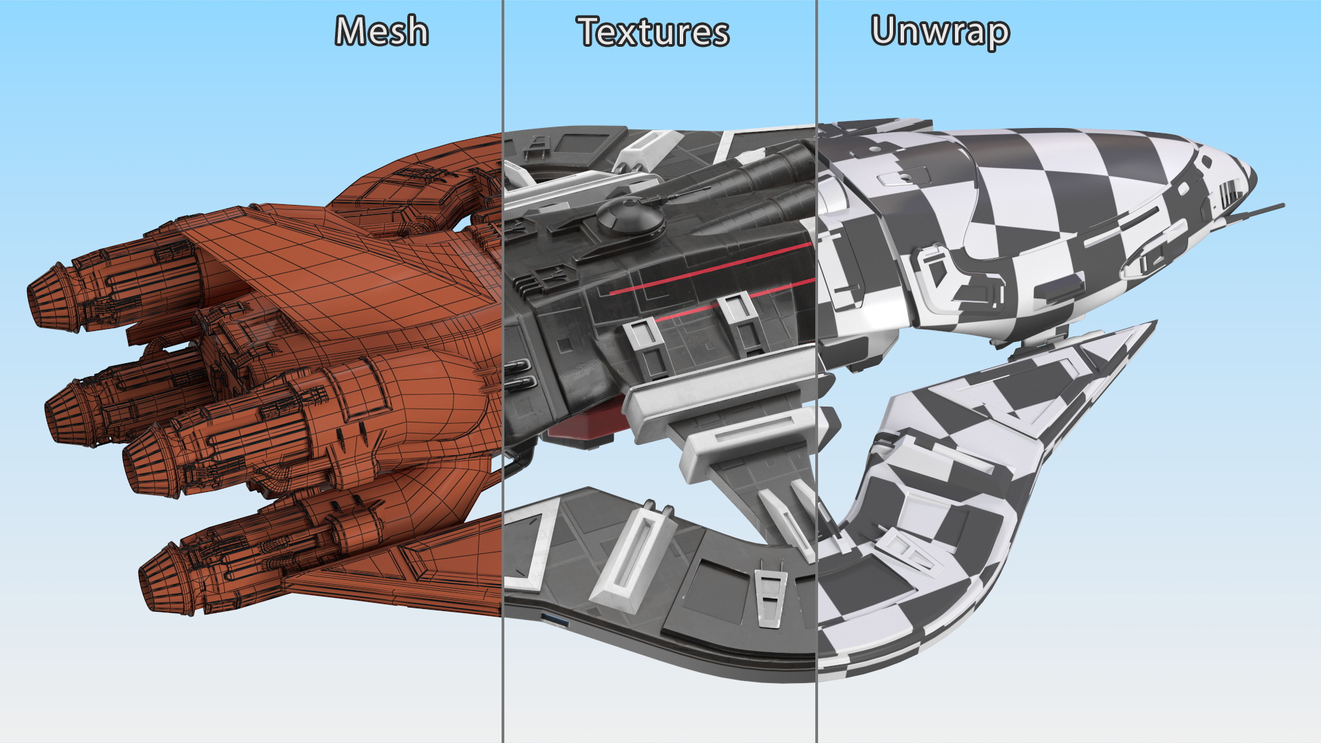 Sci-Fi Space Fighter Craft Black 3D